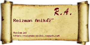 Reizman Anikó névjegykártya